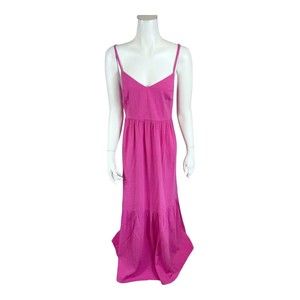 Destination 365 Women's Regular Seersucker Maxi Dress Pink Large Size
